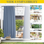 NICETOWN 2 Panels Outdoor Curtains Waterproof Pocket & Back Tab on Top & Bottom - Image 7