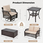 HOMREST 5 Piece Patio Furniture Set, Wicker Outdoor Conversation Sofa Set - Image 4