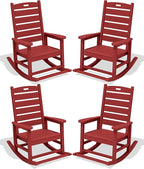 SERWALL Outdoor Rocking Chair Set of 4, Oversized HDPE Patio Rocking Chair by SERWALL