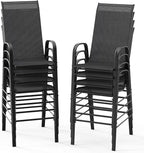 VINGLI Outdoor Bar Chairs Set of 8 – Stackable Outdoor Bar Stools by VINGLI