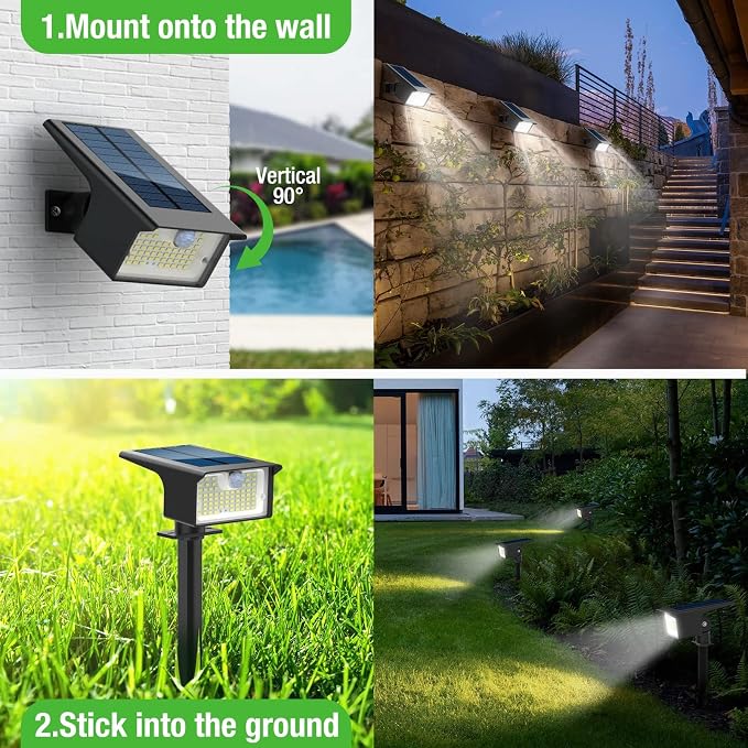 nipify Solar Spot Lights Outdoor Motion Sensor, 3 Modes Solar Spotlights - Image 5