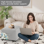 MeMoreCool Square Stuffed Pouf Ottoman Foot Rest, Floor Pouf Foot Stool - Image 4
