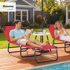 Outsunny Folding Chaise Lounge Pool Chairs, Outdoor Sun Tanning Chairs - Image 2
