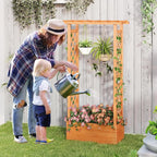 Giantex Raised Garden Bed with 2-Sided Trellis & Hanging Roof, Fir Wood Planter - Image 2