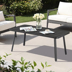 VINGLI Small Steel Outdoor Patio Coffee Table, Weather Resistant Metal Outdoor - Image 7