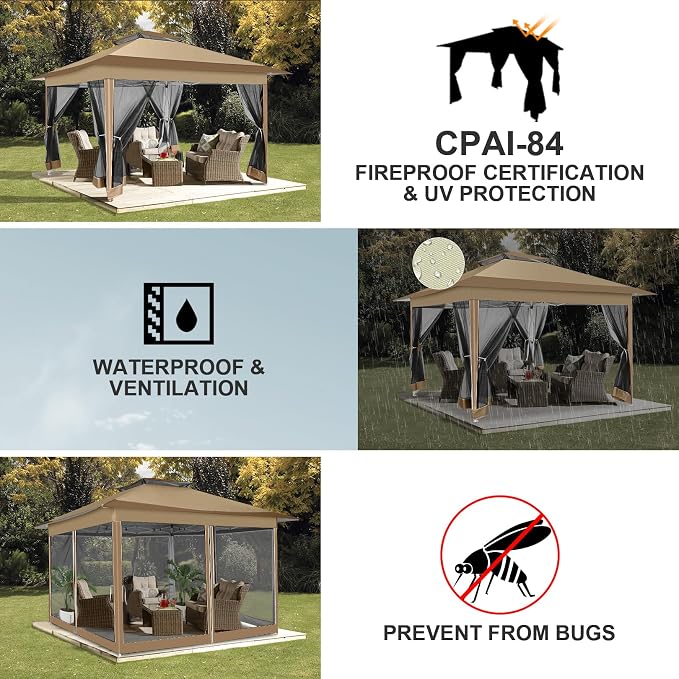 COBIZI 12x12 Pop up Gazebo on Clearance Canopy Tent, carpas para Patio - Image 4