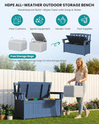 SERWALL HDPE Outdoor Storage Bench, All-Weather, UV-Resistant Deck Box - Image 8
