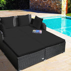 RELAX4LIFE Rattan Patio Outdoor Daybed, Wicker 2-Person Sunbed Loveseat - Image 2