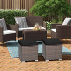 RELAX4LIFE Wicker Outdoor Storage Ottoman, 2-Piece Rattan Footstool w/Removable - Image 8
