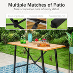 PHI VILLA Bar Height Patio Dining Table, Rectangle Steel Slatted Bar Dining - Image 4