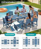 SERWALL 9-Piece Outdoor Dining Set, All Weather HDPE Outdoor Furniture Set - Image 4