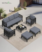 SERWALL HDPE Patio Furniture Set, 8 Pieces Composite Outdoor Furniture - Image 2