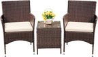 Devoko Patio Porch Furniture Sets 3 Pieces PE Rattan Wicker Chairs by DEVOKO