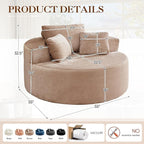 Antetek Oversized Round Chaise Longue Chair Indoor, Modern 55-inch Upholstered - Image 2