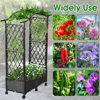 Planter Box with Trellis Outdoor, Plastic Raised Garden Bed Trellis Planter Box - Image 3