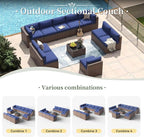 Aoxun 11 Piece Patio Furniture Set Wicker Rattan Patio Conversation Set Outdoor - Image 4