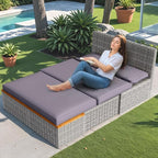 Devoko Patio Day Bed with 2 Side Tables Outdoor Daybed Set - Image 3