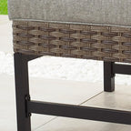 Outdoor Cushioned Ottoman Wicker Patio Furniture Ottoman - Image 4