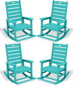 SERWALL Outdoor Rocking Chair Set of 4, Oversized HDPE Patio Rocking Chair by SERWALL