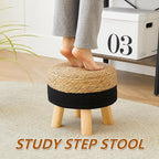 Round Ottoman Natural Seagrass Footstool, Foot Stool - Image 3