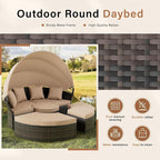 Crownland Outdoor Daybed with Retractable Canopy, Patio Round Daybed with - Image 4