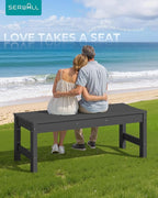 SERWALL 47 Inches Outdoor Bench, All Weather HDPE Backless Bench - Image 8