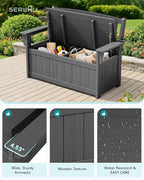 SERWALL HDPE Outdoor Storage Bench, All-Weather, UV-Resistant Deck Box - Image 6