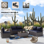 Kullavik 9 Pieces Outdoor Patio Furniture Set, PE Wicker Rattan Sectional Sofa - Image 7