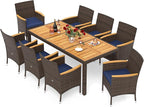 Tangkula 9 Pieces Rattan Outdoor Dining Set by TANGKULA