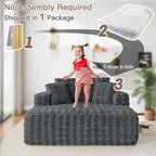 56" W Oversized Chaise Lounge Chair Indoor, Plush Faux Fur Sleeper Couch Sofa - Image 8