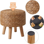 YMYNY Foot Stool Natural Seagrass Hand Weave, 12.6" Small Ottoman, Round - Image 7