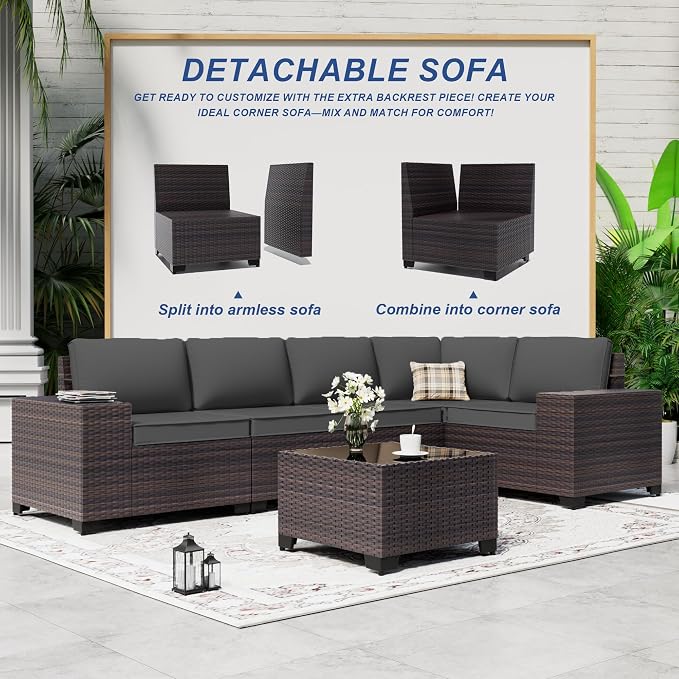Outdoor Patio Furniture Set, 12 Pieces Outdoor Sectional Furniture High - Image 7