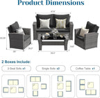 Solaste 4 Piece Outdoor Patio Furniture Set, Outdoor Sectional Sofa - Image 2