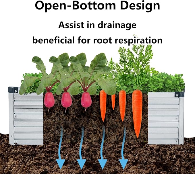 2 Pack 12x4x1FT Galvanized Raised Garden Bed Kit, Outdoor Metal Planter Box - Image 2