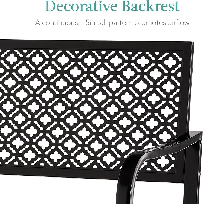 Best Choice Products Outdoor Bench 2-Person Metal Steel Benches Furniture - Image 5
