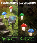 Solar Mushroom Lights Outdoor, 9 Pack 30FT Multicolor 8 Modes Solar Garden - Image 6