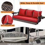 Heavy Duty 900 LBS Porch Swing Chair 3-Person Outdoor Rattan Patio Swing Lounge - Image 2