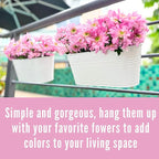 LaLaGreen Rail Planter Outdoor Plants White Metal Iron Hanging Flower Pots Deck - Image 3