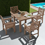 HDPE Outdoor Dining Set, 5-Piece Outdoor Table and Chairs Include 4 Armchair - Image 6