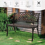 VINGLI 40.5" Patio Garden Bench, Anti- Rust Cast Iron Cast Aluminum Frame - Image 6
