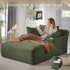 66" Chaise Lounge Chair Indoor, Oversized Boneless Couch Comfy Upholstered - Image 4