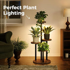Bamworld Plant Stand with Grow Lights Indoor Plant Stand Tall Metal Wood Plant - Image 2