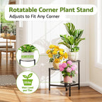 Metal Plant Stand Outdoor Indoor, 3 Tier Foldable Corner Tall Plant Shelf - Image 2