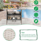ECOTOUGE Wicker Bar Table, Outdoor Patio Console Table Serving Table, Mini - Image 4