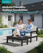 SERWALL 3 Pieces Patio Conversation Set, All-Weather HDPE Outdoor Sofas - Image 3