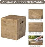 COSIEST Wooden Outdoor Side Table, Square MgO Concrete End Patio Side Table - Image 4