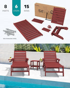 SERWALL Patio Chaise Lounge Chair Set of 4, 5 Positions Adjustable Poly Outdoor - Image 5