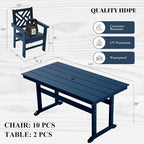 HDPE Dining Table Set for 10, 12-Piece Outdoor Table and Chairs Include 10 - Image 2