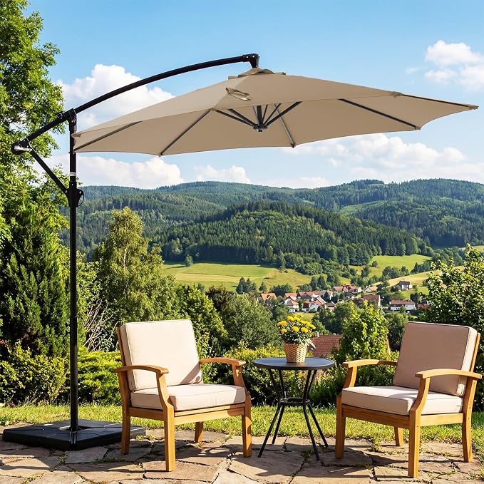 OLIXIS Offset Patio Umbrella, 9.7FT Cantilever Table Umbrellas - Image 6