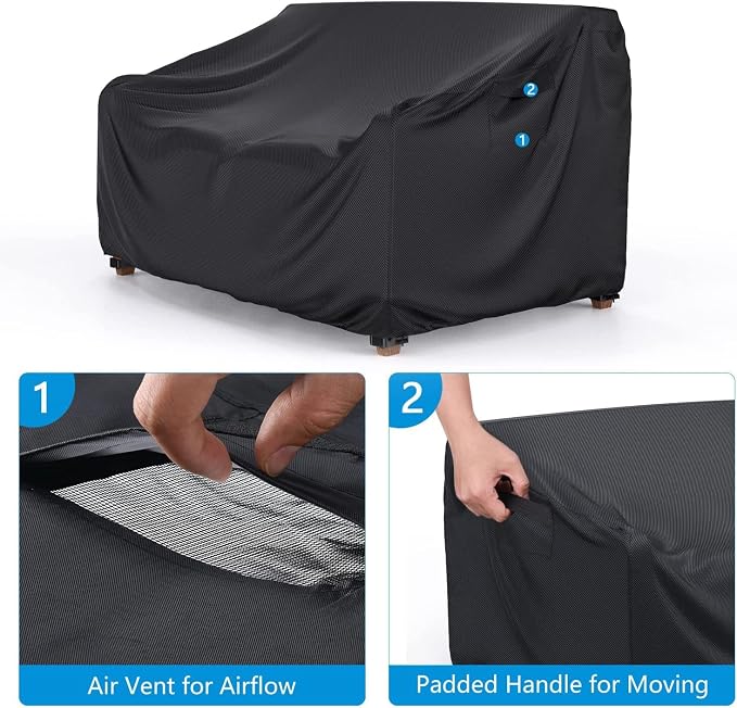 Mrrihand Heavy Duty Patio Sofa Cover Waterproof, 3-Seater Outdoor Sofa Loveseat - Image 3